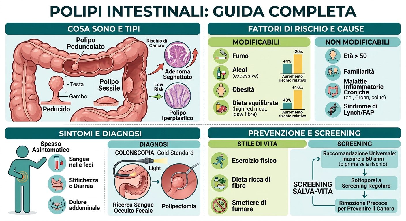 infografica medica per capire i polipi intestinali