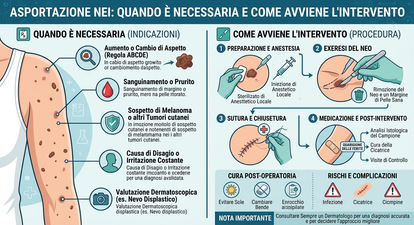 infografica medica sul controllo e asportazione nei